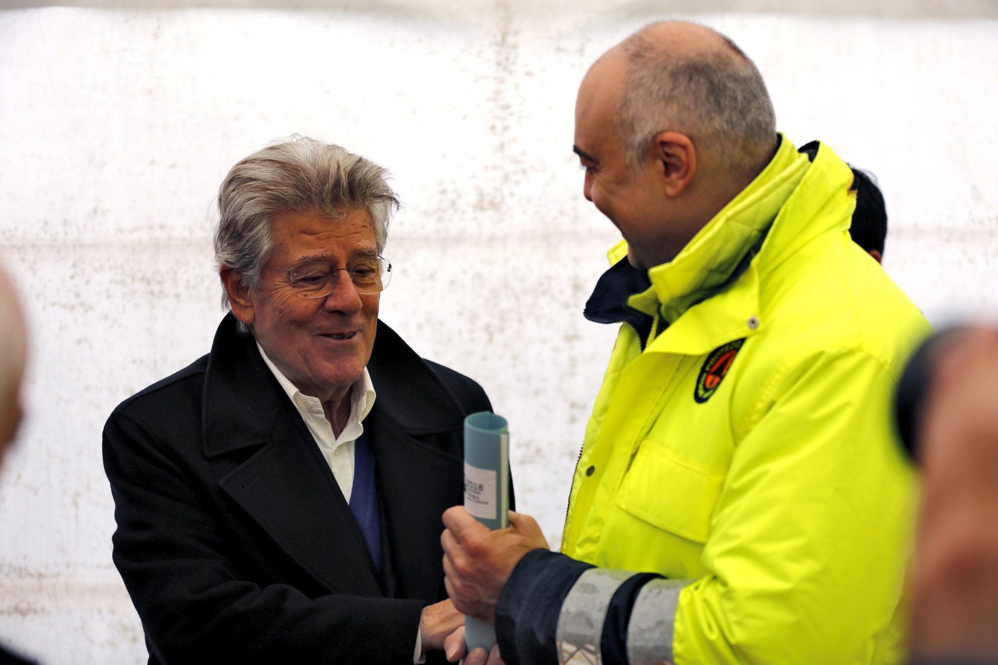 Adolfo Guzzini with Visso Mayor Giuliano Pazzaglini