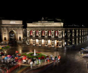The Sferisterio. Dynamic, coloured lighting to make the whole town a stage.